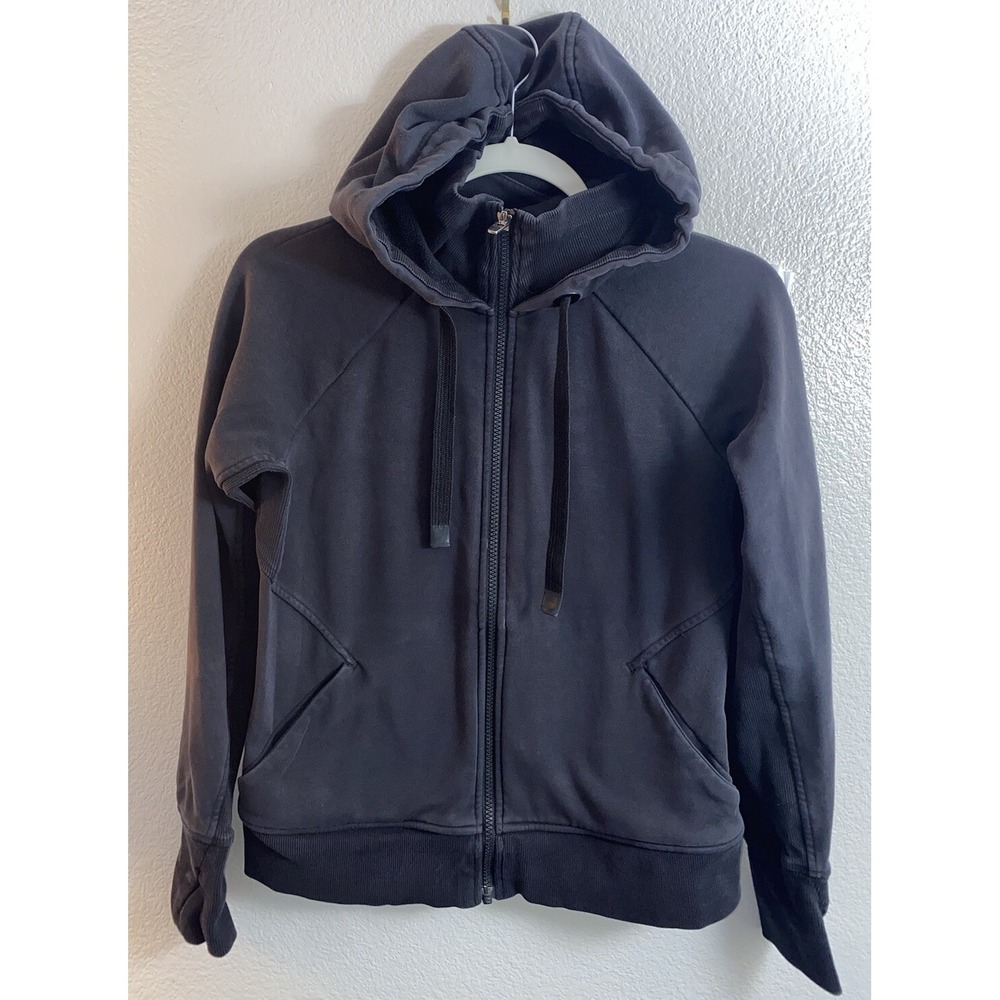 Athleta Triumph Hoodie Black Sweatshirt Full Zip Jacket Workout 486251 Small